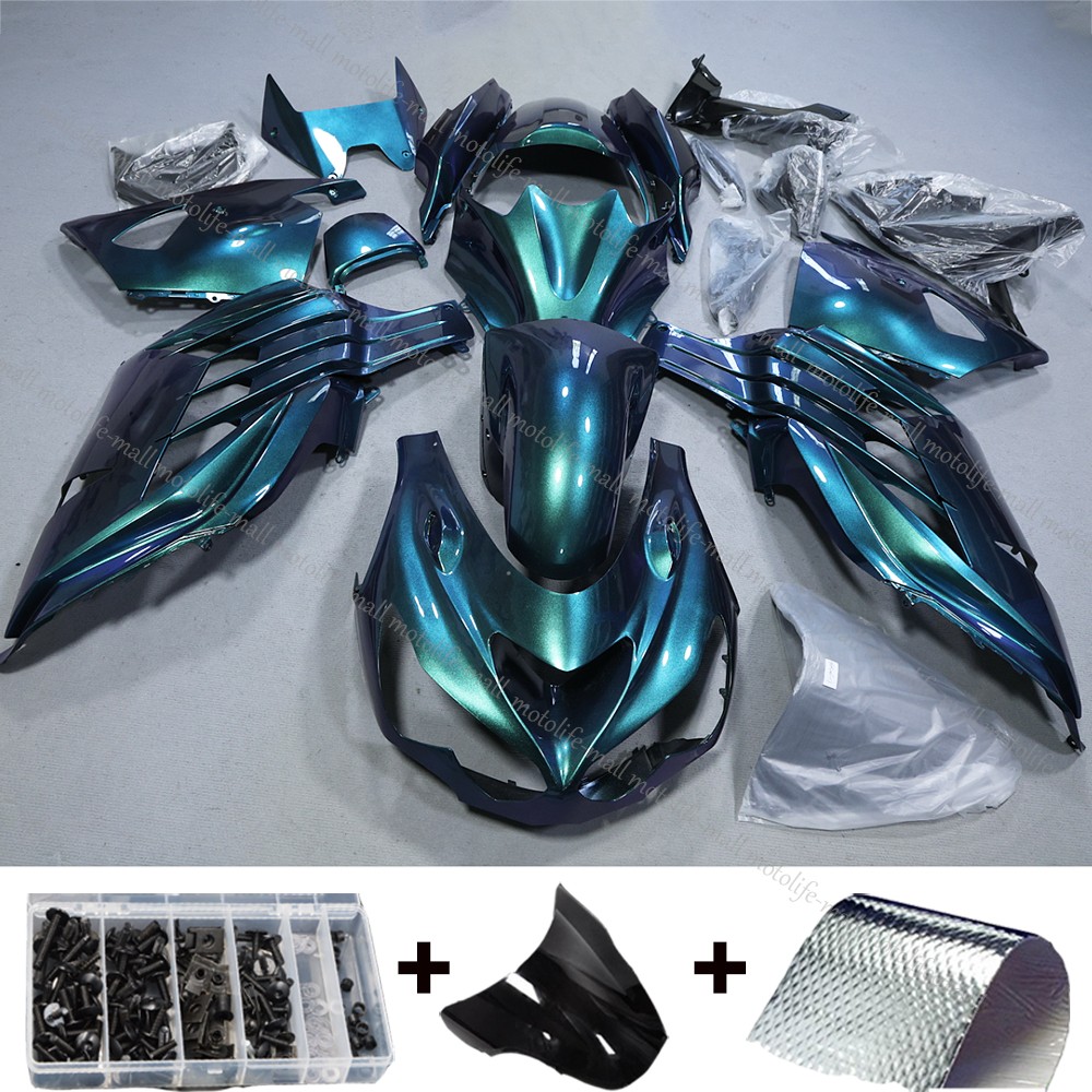 Chameleon Blue Green Fairing Kit For Kawasaki 12-23 Ninja ZX14R ZX1400 14R Body