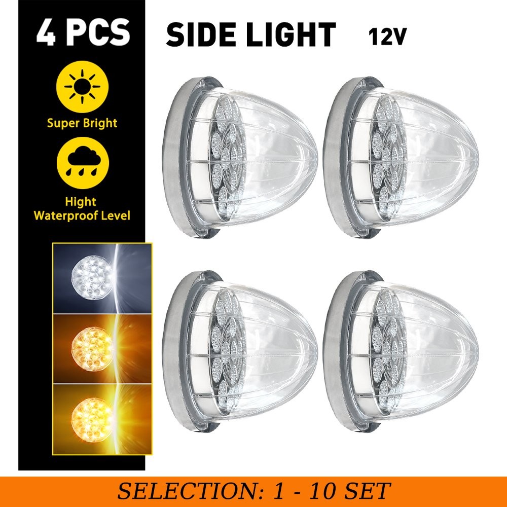 4-40x Watermelon Light Amber&White Lamp LED Truck Trailer Side Marker Light 12V
