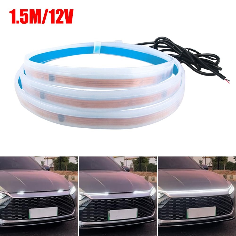 WHITE SCAN START UP DYNAMIC CAR LED HOOD LIGHT STRIP DRL DAYTIME RUNNING LIGHT