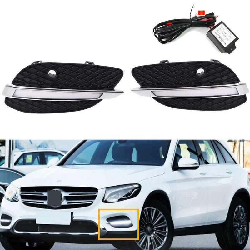 2Pcs Bumper Daytime Light Turn signal Fog Lamp For Mercedes-Benz GLC X205 15-16