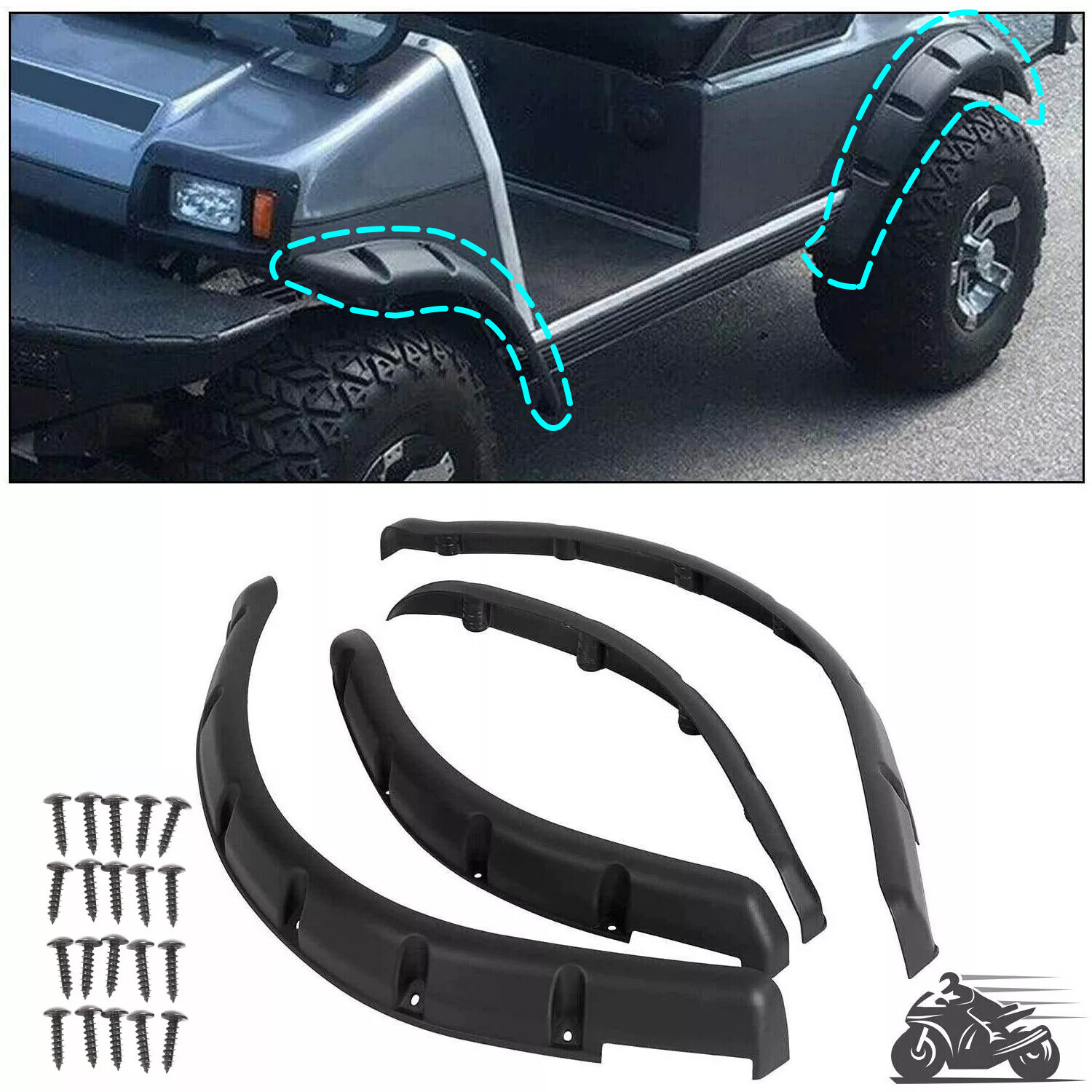 NEW 4pcs Fender Flares For For Club Car DS W/ Screws Front Rear 93-UP Golf Carts
