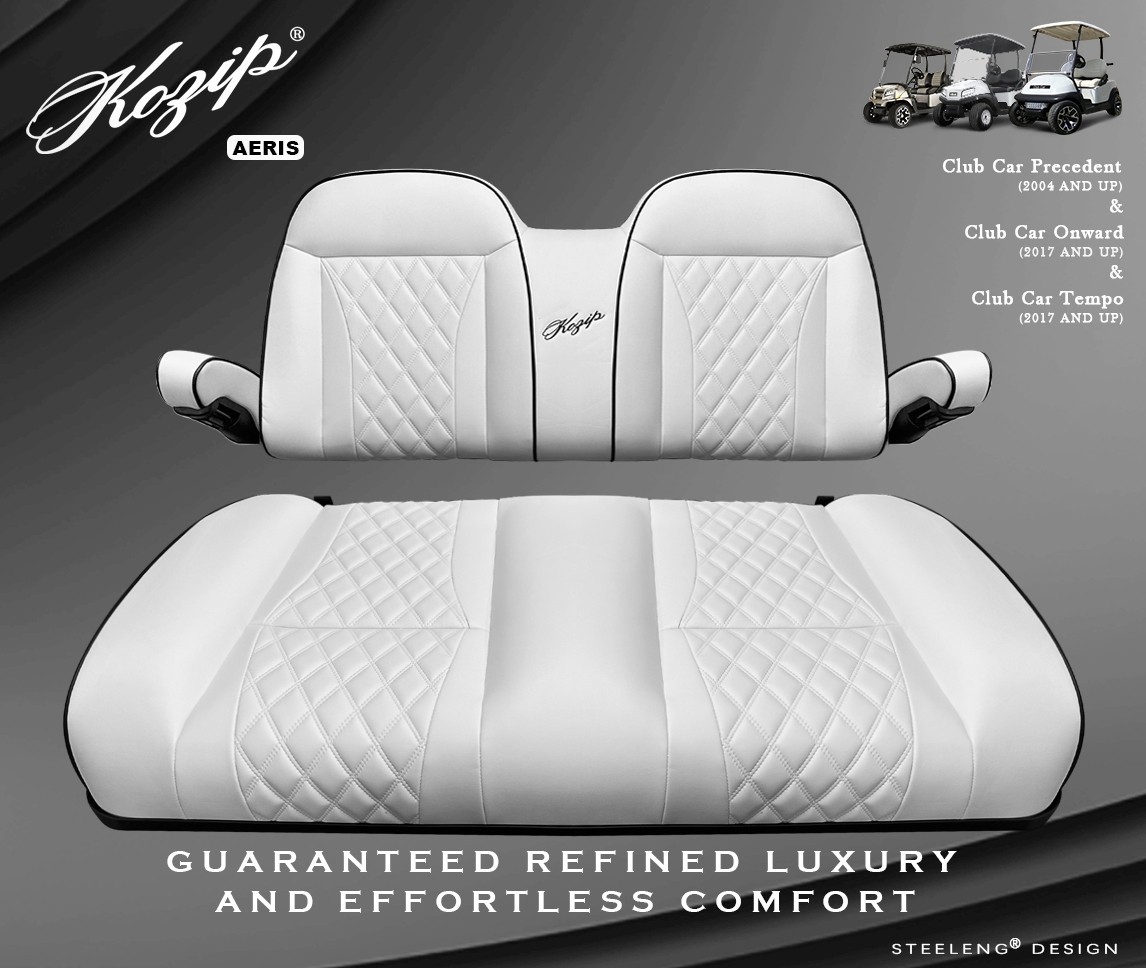 'KOZIP' CLUB CAR PRECEDENT/TEMPO GOLF CART FRONT SEAT/BACKREST CUSHION SET WHITE