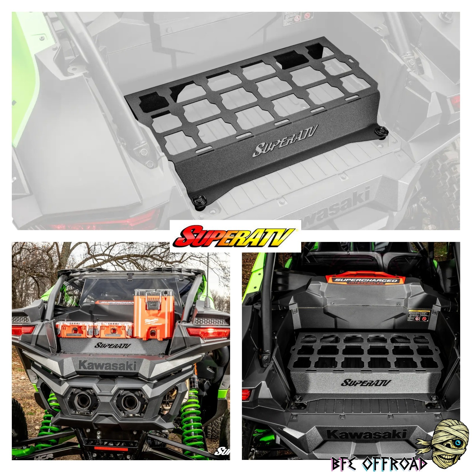 SuperATV KAWASAKI TERYX 4 / 5 H2 Supercharged Milwaukee Compatible Bed Mount