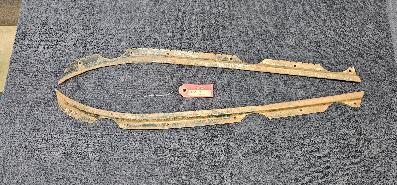 1938 1939 1940 Ford Coupe Above Door Headliner Retainer Strips. OEM. 1938 1939 1940 Ford Coupe Above Door Headliner Retainer Strips. OEM.