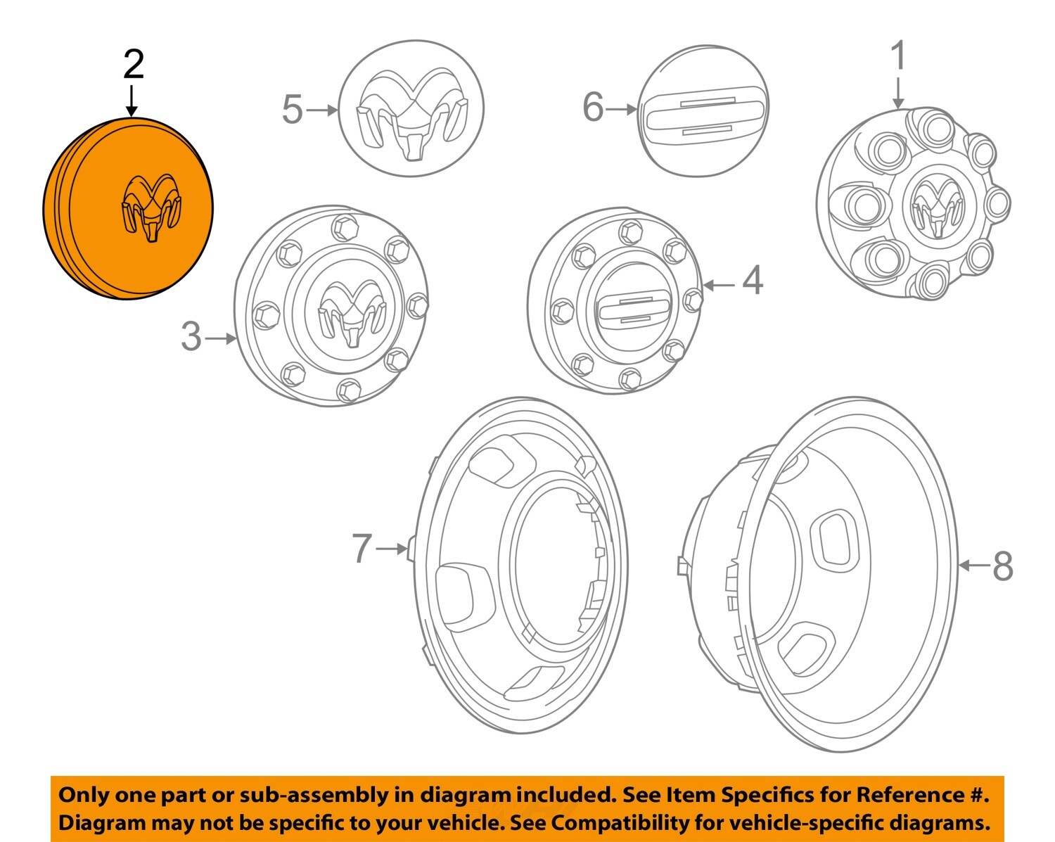 CHRYSLER OEM 10-13 2500 Wheels Covers Trim-Center Cap 52106877AD