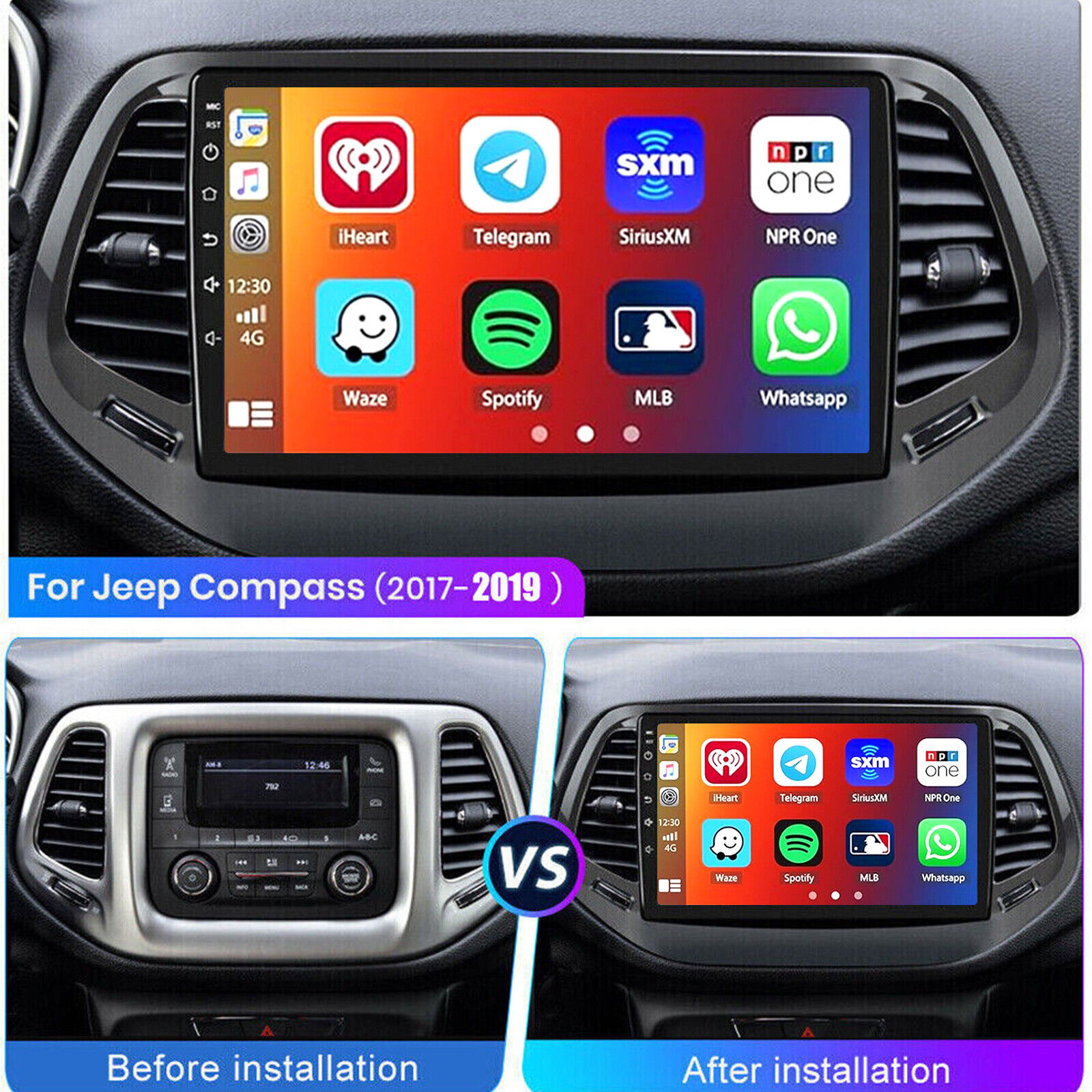 32GB Android 13 Carplay GPS Navi For Jeep Compass 2017-2019 Car Radio Stereo