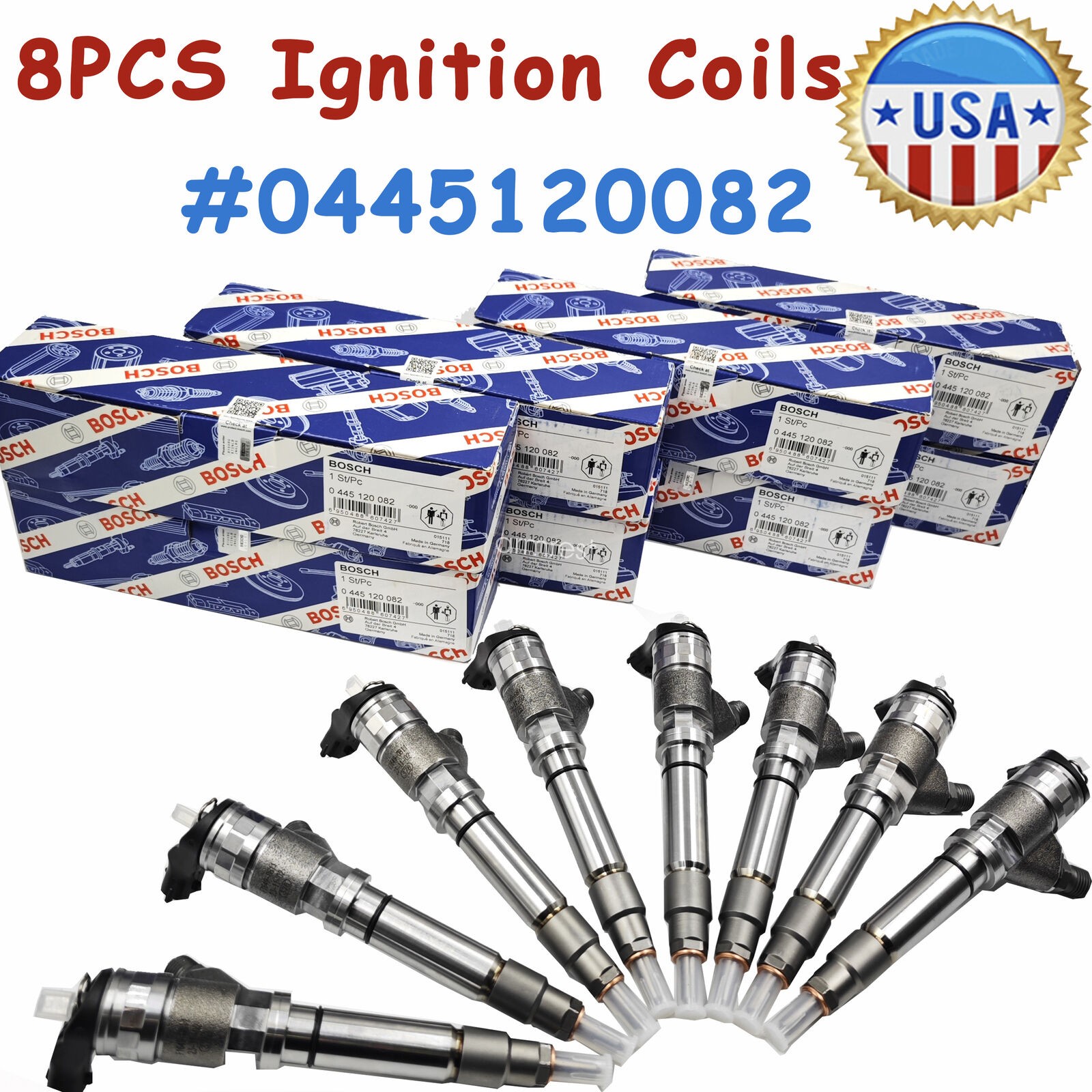 8x NEW Bosch Fuel Injector For GMC LMM Duramax 07-10 6.6L 0445120082 0986435520