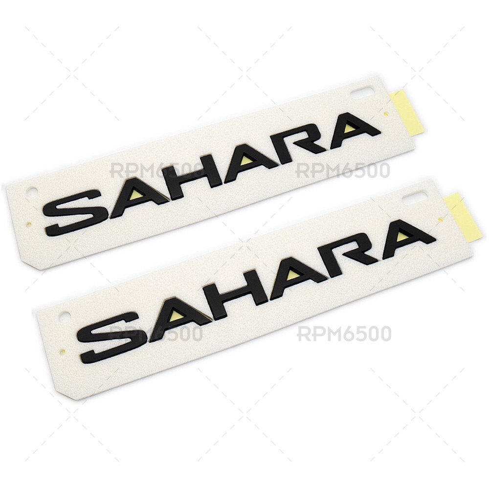 18-22 JEEP WRANGLER JL (2) Matte Black SAHARA EMBLEM NAMEPLATE BADGE OEM NEW