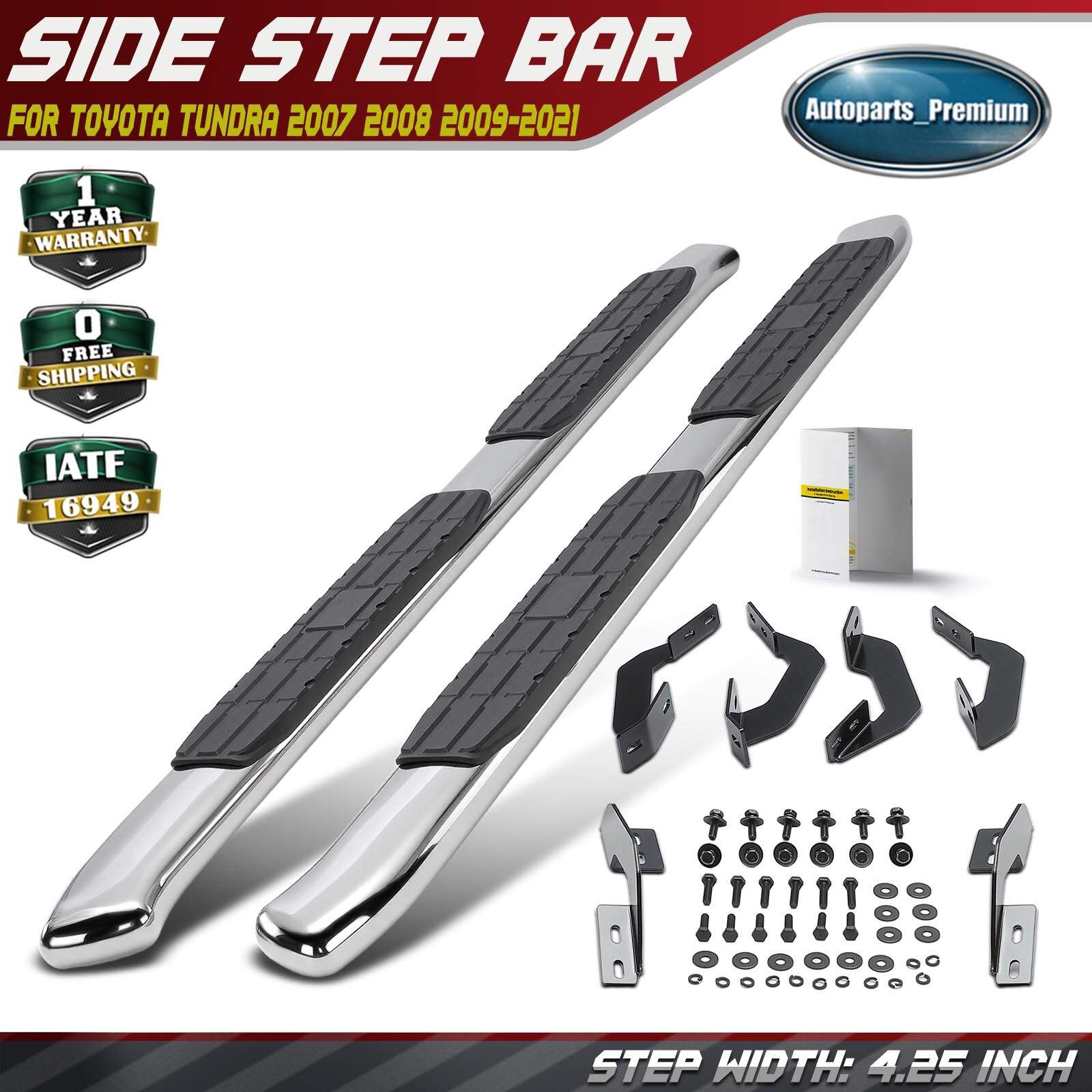 4.25 Inch Chrome S/S 304 PNC Series Side Step Bars for Toyota Tundra 2007-2021