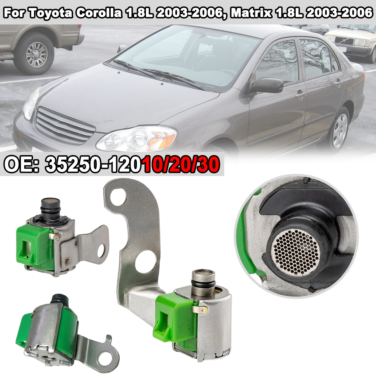 3Pcs S1 & S2 & SL Transmission Shift Solenoid Kit For Toyota Corolla/Matrix 1.8L