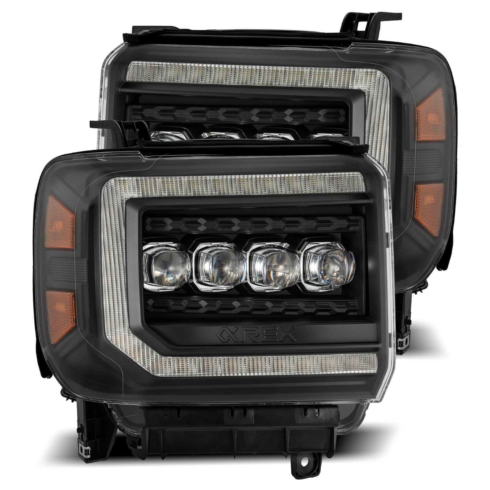 For 15-18 GMC Sierra Alpharex Nova Black Housing LED Projector Headlights Lamps For 15-18 GMC Sierra Alpharex Nova Black Housing LED Projector Headlights Lamps