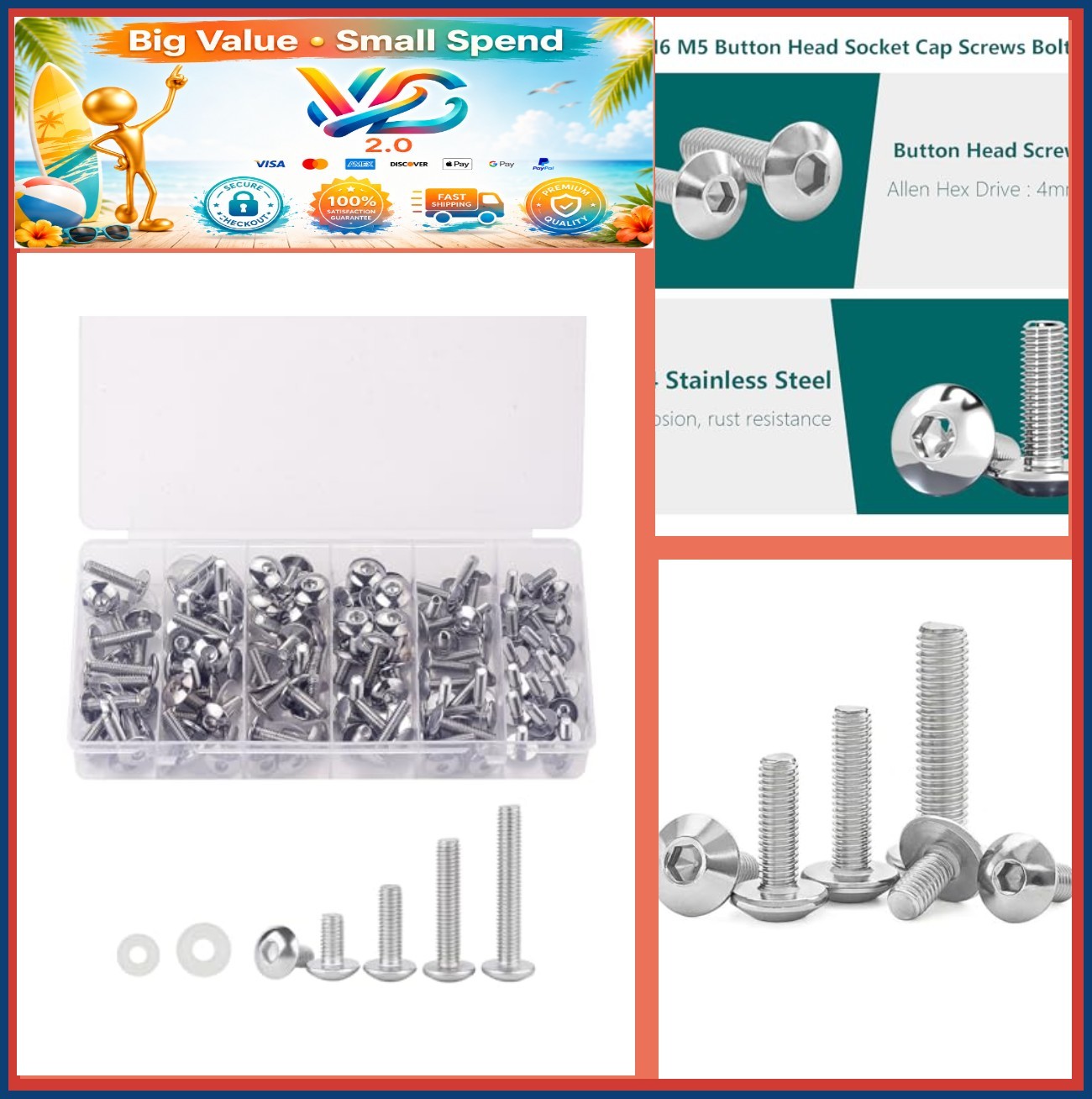 Motorcycle Fairing Bolt Kit 160pc M5 M6 Stainless Steel Windscreen Screws Set