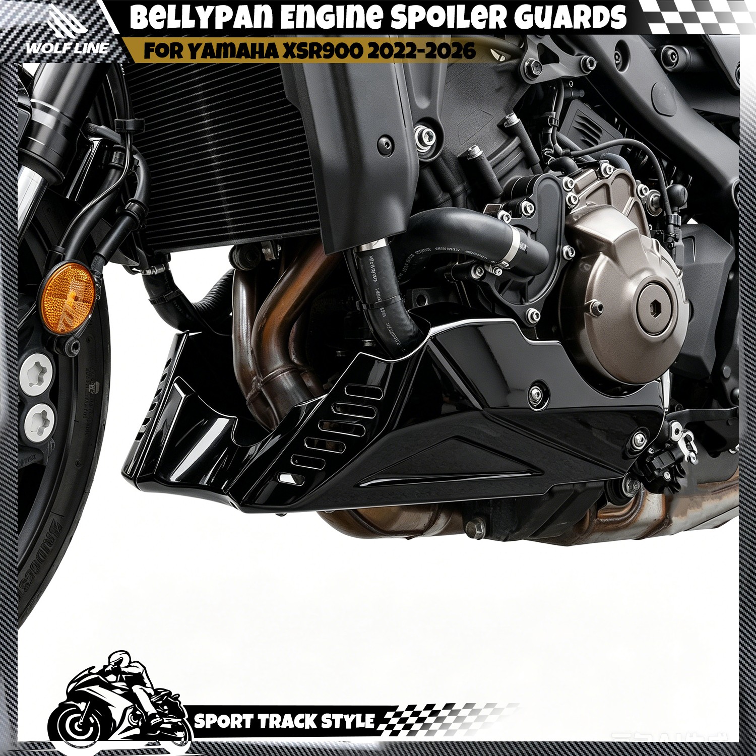WOLFLINE Bellypan Engine Spoiler Guard For Yamaha XSR900 2022-2026 Cover Black