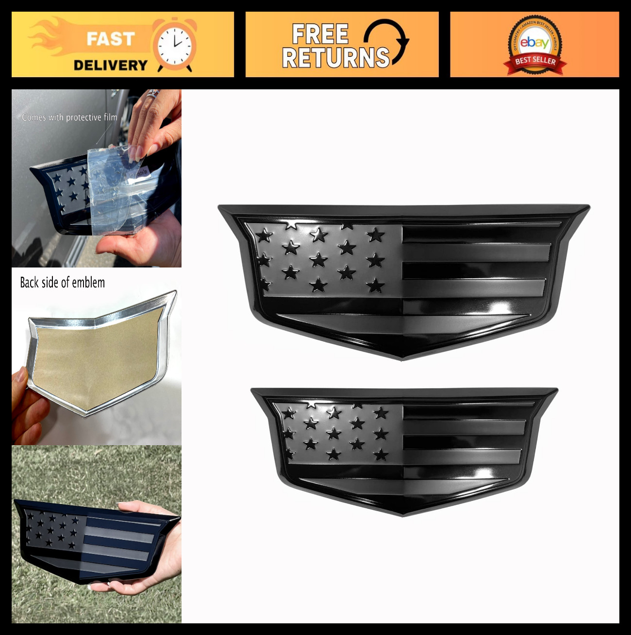 Black Flag Aluminum Overlay Grill & Tailgate Emblems Set for 2015-2020 Trucks Black Flag Aluminum Overlay Grill & Tailgate Emblems Set for 2015-2020 Trucks