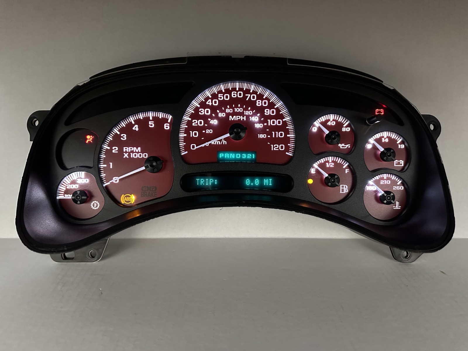 03-05 Silverado Speedometer Gauge Cluster w/ Trans Temp Red / White REBUILT