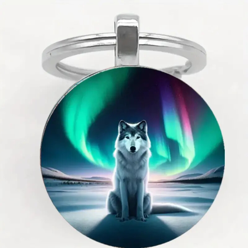 Aurora Lone Wolf Pattern Keyring Keychain Great Gift Giving Idea Aurora Lone Wolf Pattern Keyring Keychain Great Gift Giving Idea