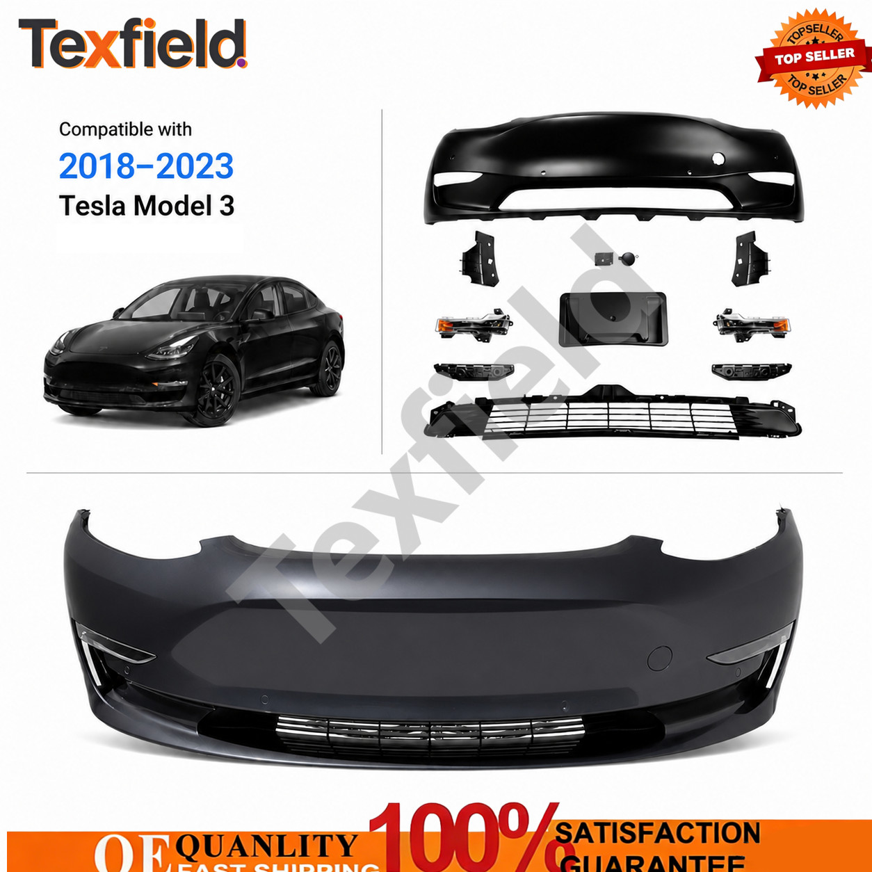 Complete Bumper Body kit Compatible with 2018-2023 Tesla Model 3