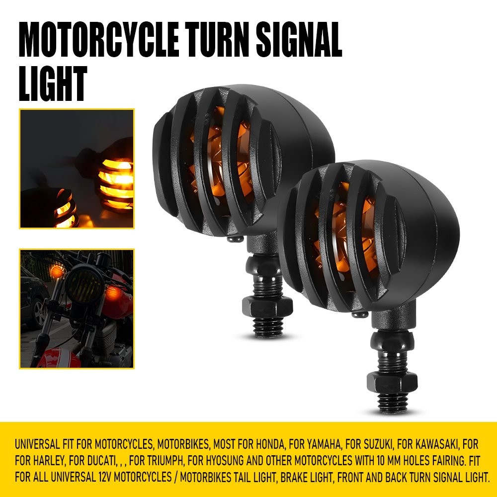 2Pcs Front/Rear Turn Signal Indicators Light Kit for 12V Universal Motorcycle EK
