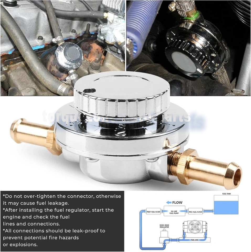 1-6 PSI Universal Adjustable Fuel Pressure Regulator Kit For Carburetor Engine