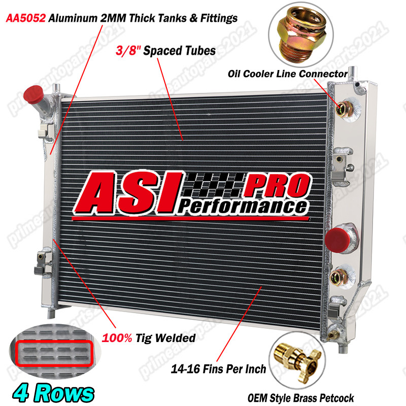 4 Row Full Aluminum Radiator For 2005-2013 Chevy Corvette V8 5.3-7.0L