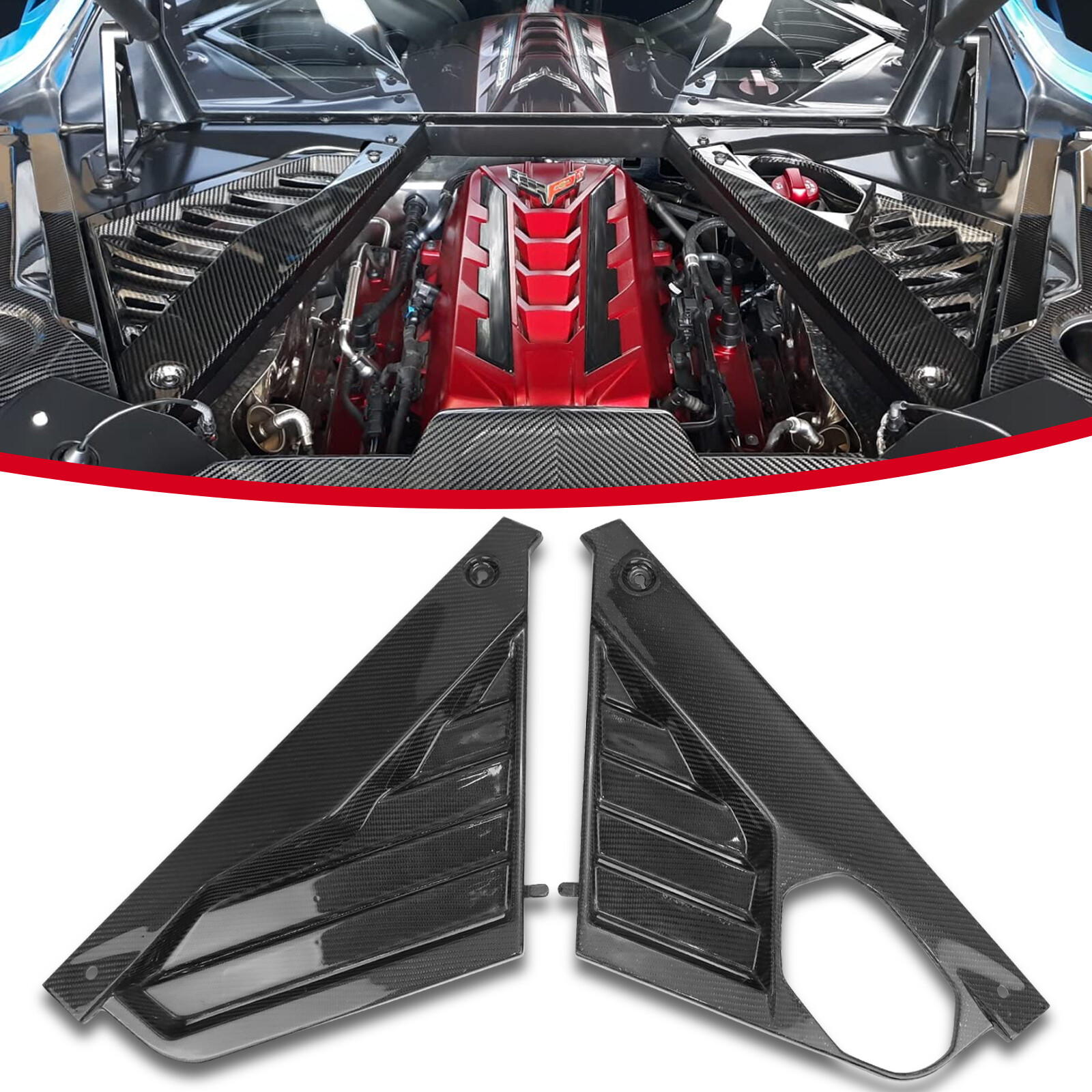 REAL CARBON FIBER Engine Bay Panel Cover GM Factory Style For 20-25 Corvette C8