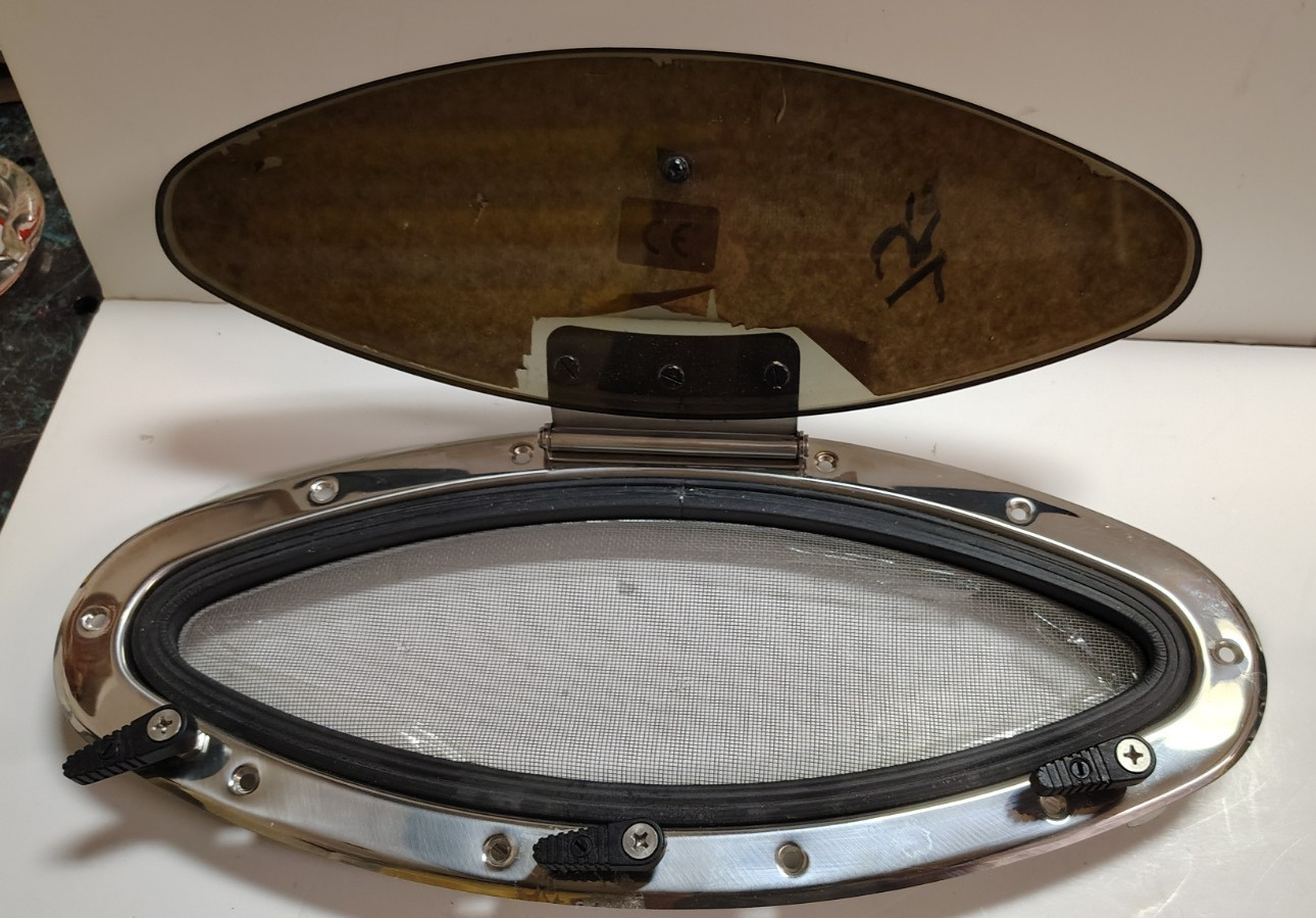 Bomar Portlight Window Assembly port. oval. Opening / Closing, with screen. New