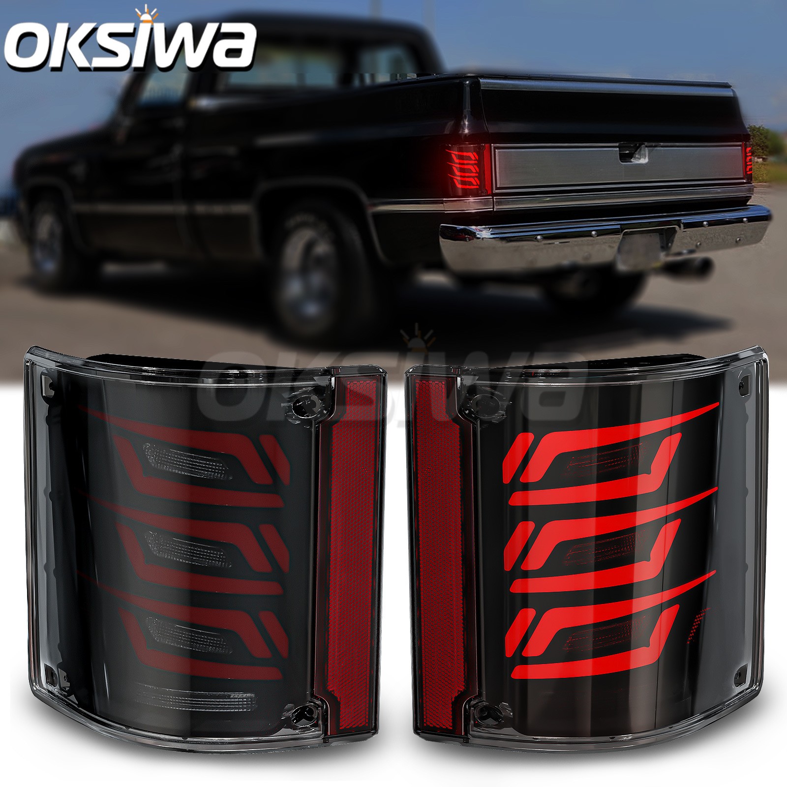 Sequential Full Led tail light for 1973-1987 Chevy& GMC Starting Animated,Smoked