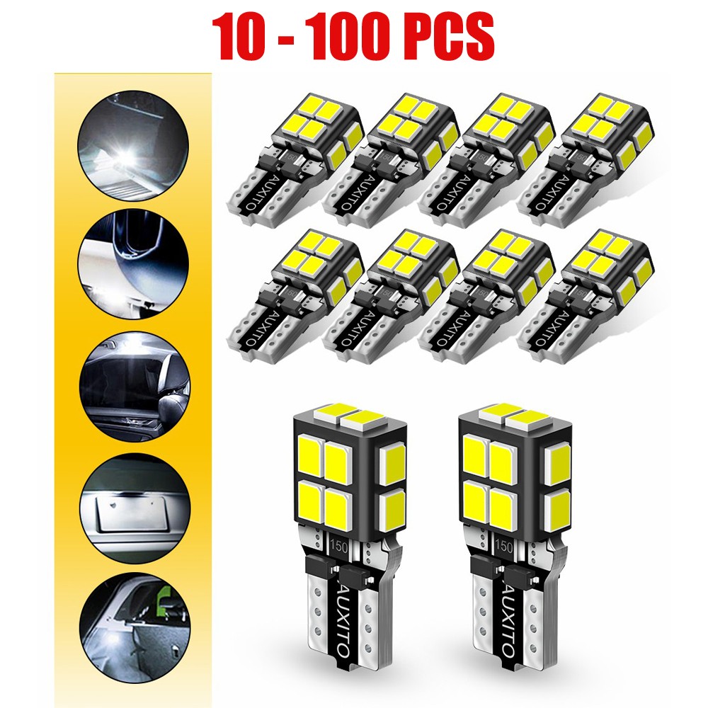 10-100X LED 194 T10 168 Canbus White W5W Dome License Marker Light Bulb 6000K