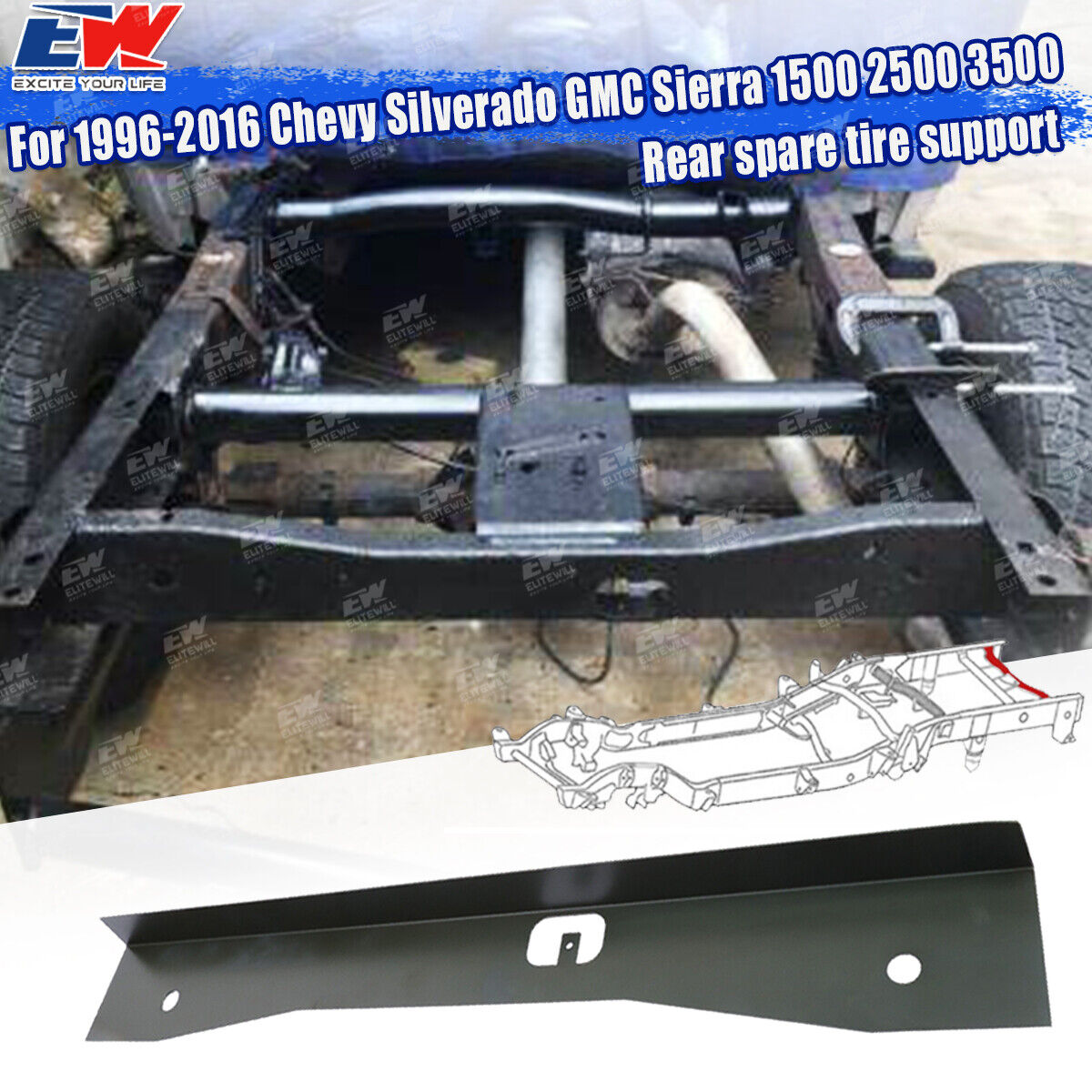 ELITEWILL For Chevrolet Silverado Gmc Sierra Rear Spare Tire Frame Support Plate