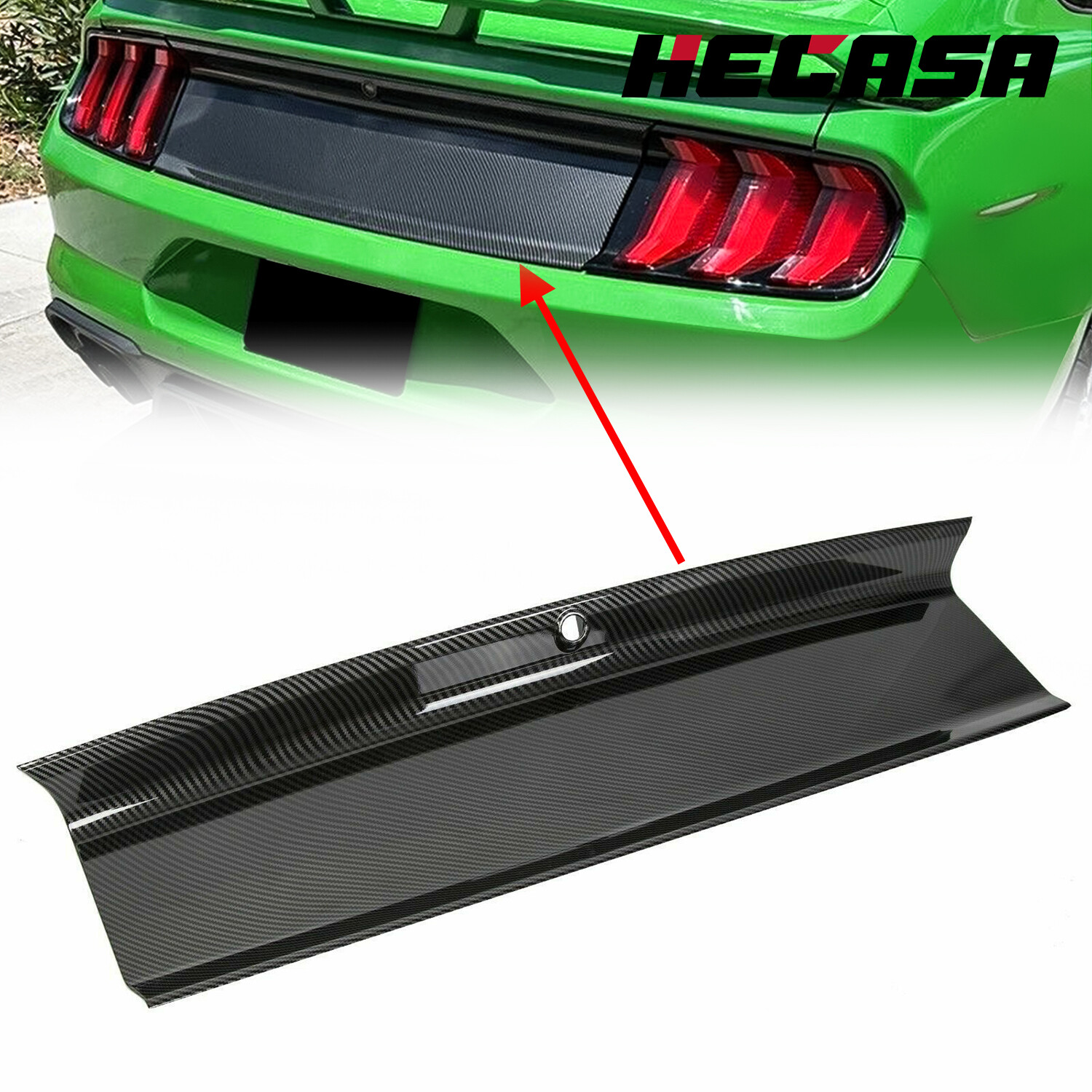 FOR 2015-2023 19 FORD MUSTANG CARBON FIBER LOOK TRUNK DECKLID PANEL TRIM COVER FOR 2015-2023 19 FORD MUSTANG CARBON FIBER LOOK TRUNK DECKLID PANEL TRIM COVER