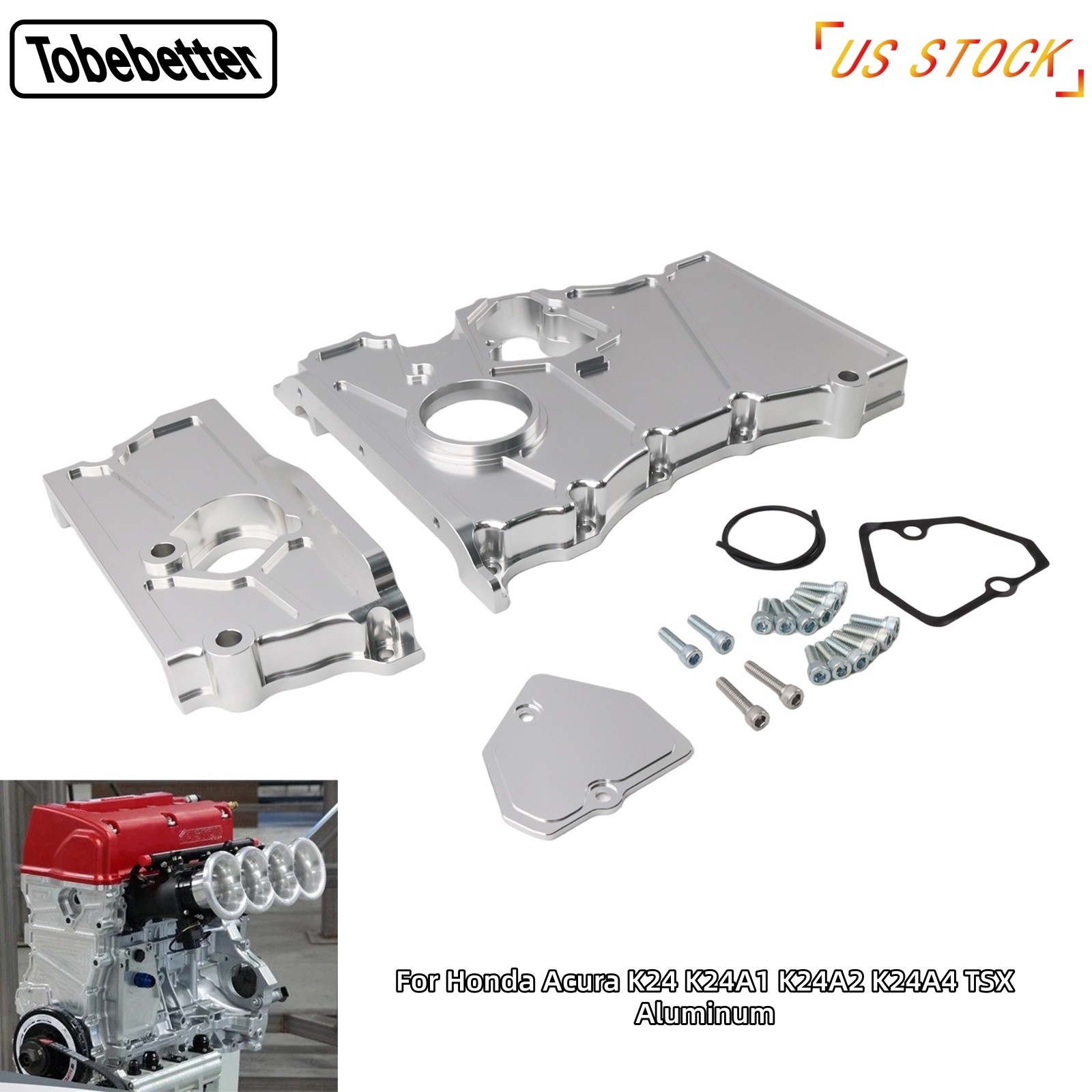 For Honda Acura K24 K24A1 K24A2 K24A4 TSX Engine Timing Chain Cover Kit Aluminum