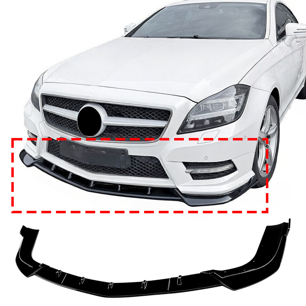 Gloss Black For 11-13 Benz CLS400 CLS500 CLS550 AMG-Line Front Lip Spoiler 3PCS