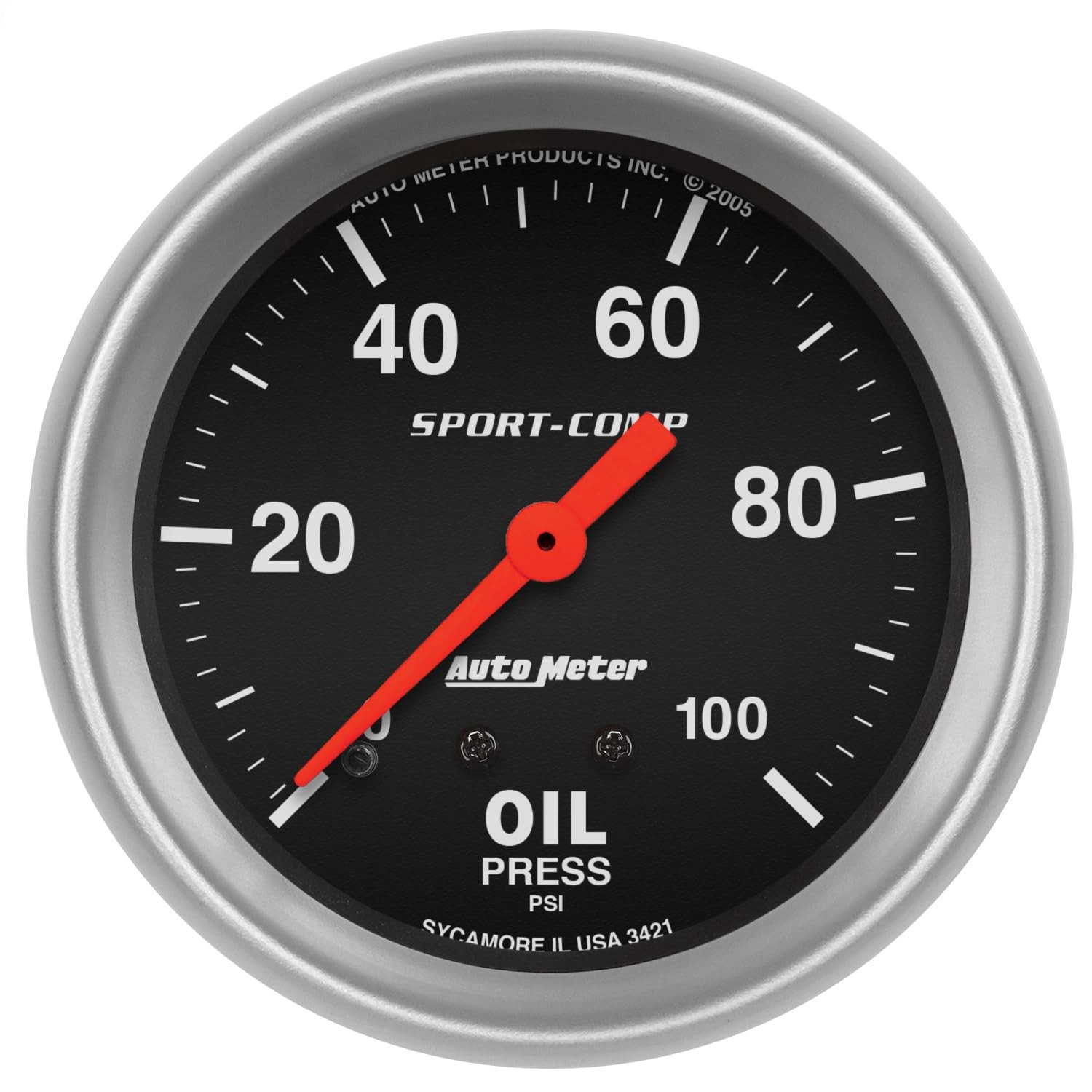 Auto Meter 3421 Sport-Comp Mechanical Oil Pressure Gauge , 2-5/8 Auto Meter 3421 Sport-Comp Mechanical Oil Pressure Gauge , 2-5/8