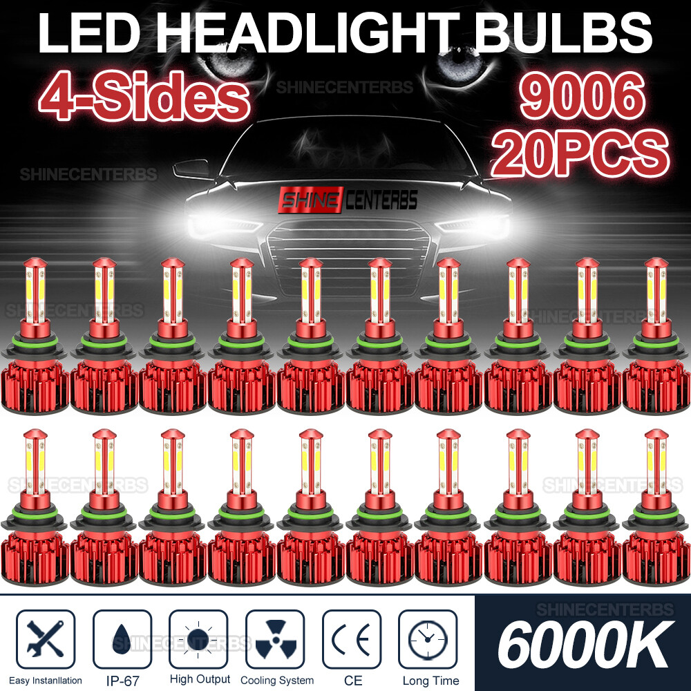 20X 4-side 9006 LED Headlight Kit Bulbs LOW Beam Lamp 6000K Super Bright White