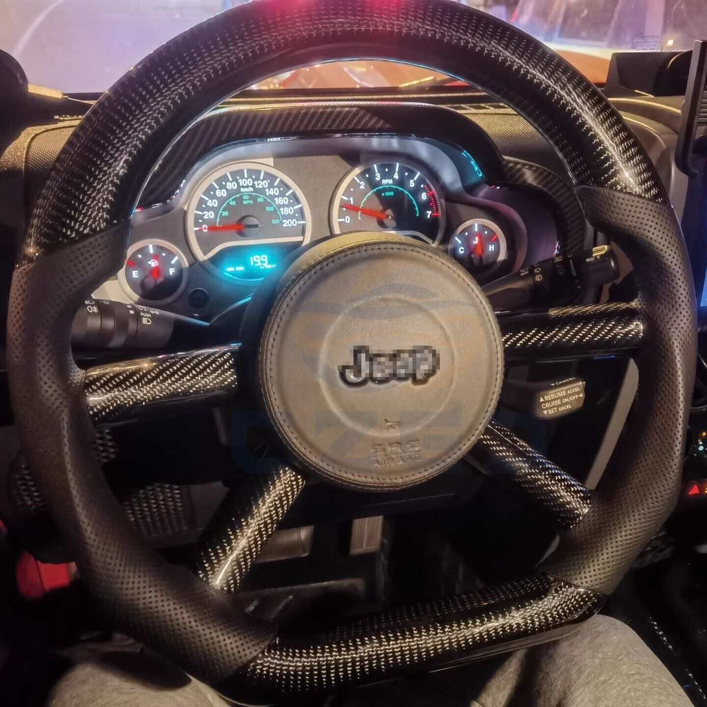 Custom Carbon Fiber Napa Leather Steering Wheel For Jeep Wrangler  2008-2011