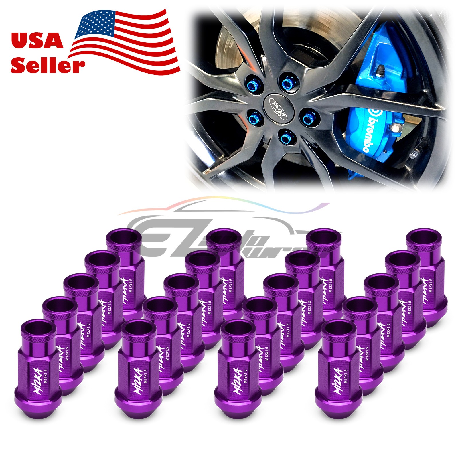 20pcs Purple M12x1.50 Aluminum Tuner Lug Nuts Short Wheel Rim Cap Lock Nuts WN01