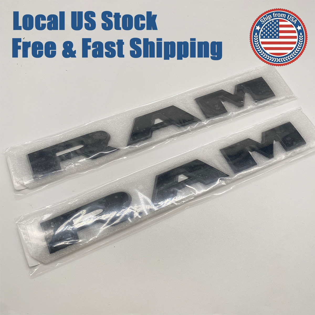 2x Black Front Door Side Letters Emblems For RAM 1500 2500 3500 2019-2023 Badges