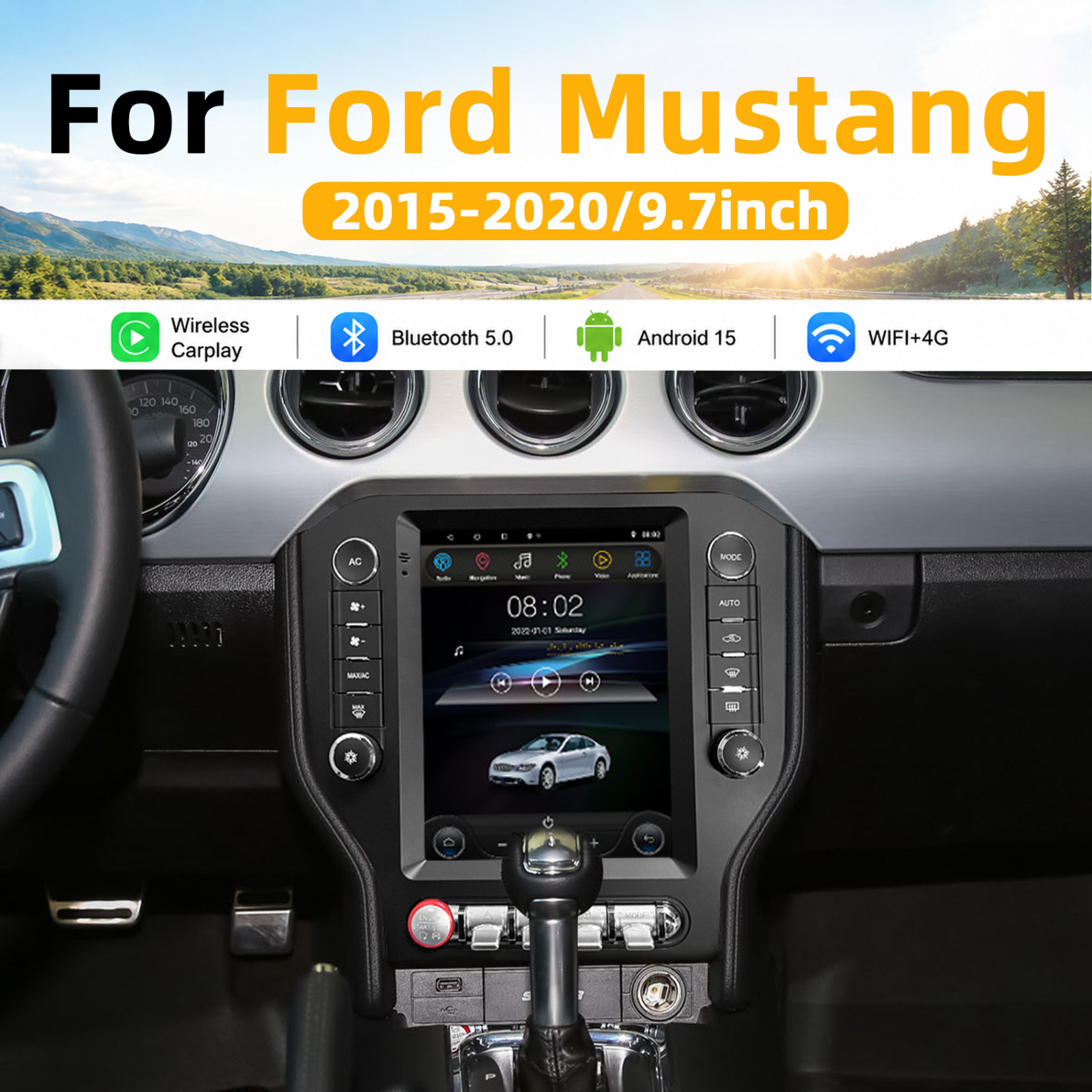 For 2015-2021 Ford Mustang 9.7\