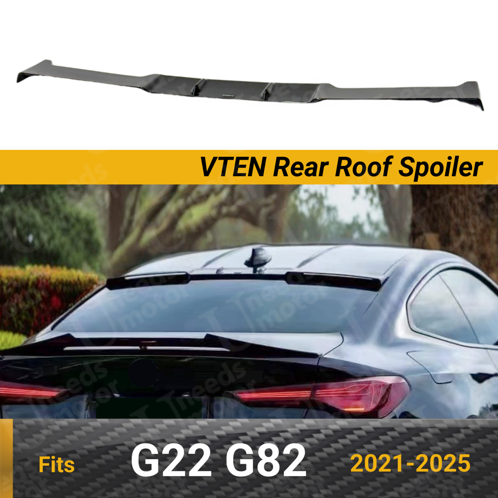 Fits 2021-2025 BMW G22 430i M440i G82 VTEN Gloss Rear Roof Spoiler Lid Visor Fits 2021-2025 BMW G22 430i M440i G82 VTEN Gloss Rear Roof Spoiler Lid Visor