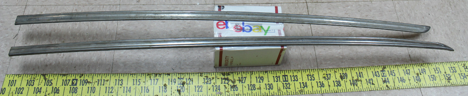 Used OEM 51 Inch RH/ LH Front Hood Beltline Trim Set 1946-48 Ford (Bin43C)