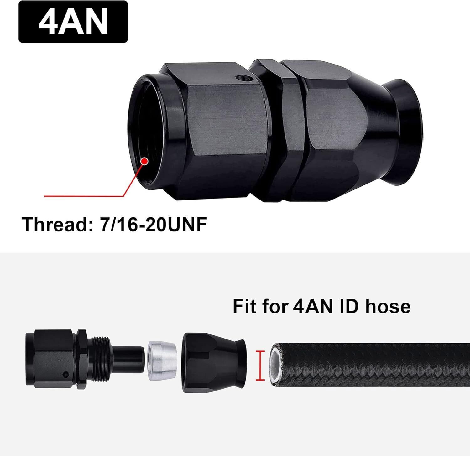 12PCS 4AN 6AN 8AN 10AN 12AN PTFE Fuel Oil Gas Swivel Hose End Fittings Adapter