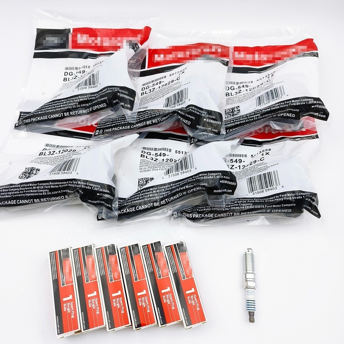 6pcs Genuine DG549 Ignition Coil Sp580 Spark Plug  For Motorcraft Ford F150 3.5L