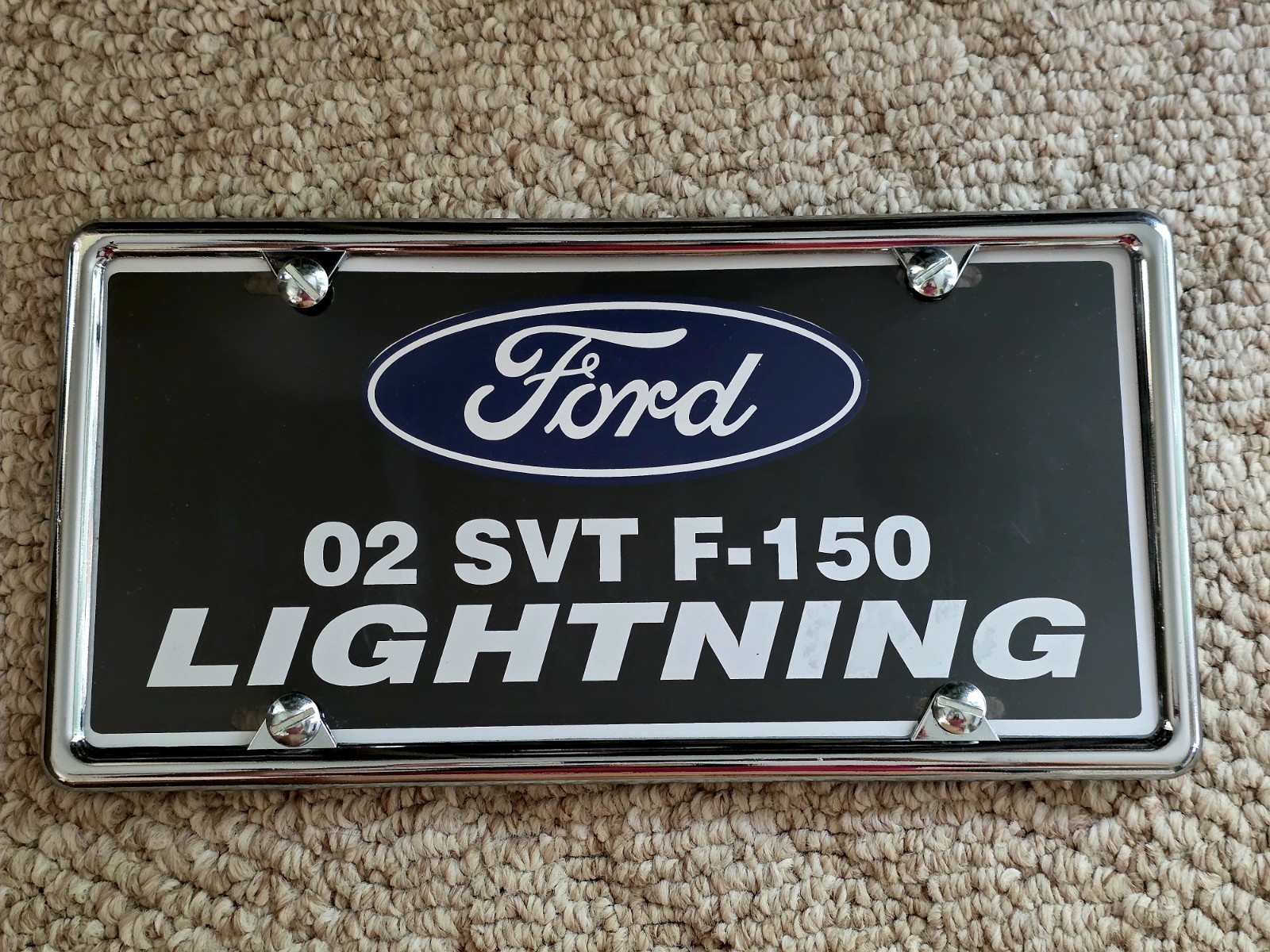 Ford 02 SVT F-150 Lightning License Plate With Chrome Frame Ford 02 SVT F-150 Lightning License Plate With Chrome Frame