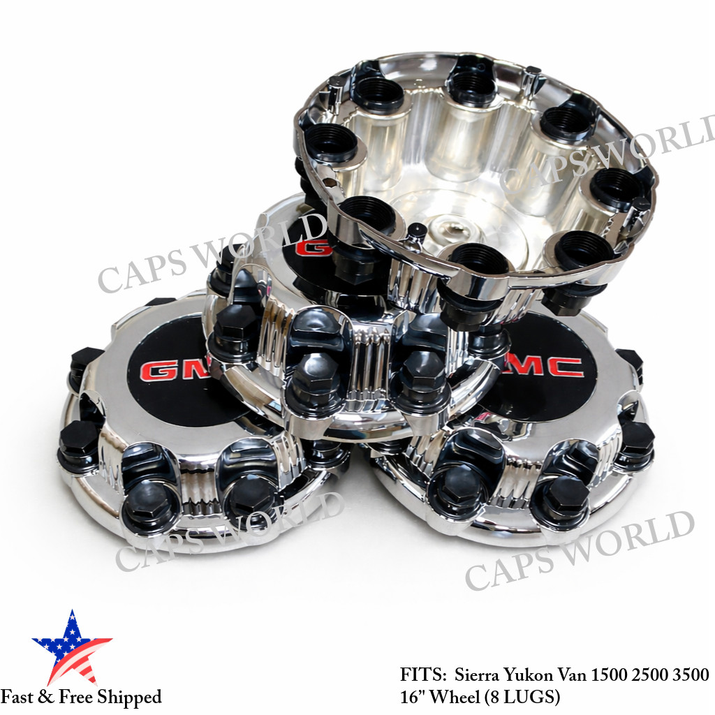 4PC  Wheel Center Caps FOR GMC 8 LUGS Sierra Yukon Van 1500 2500 3500 NEW Chrome