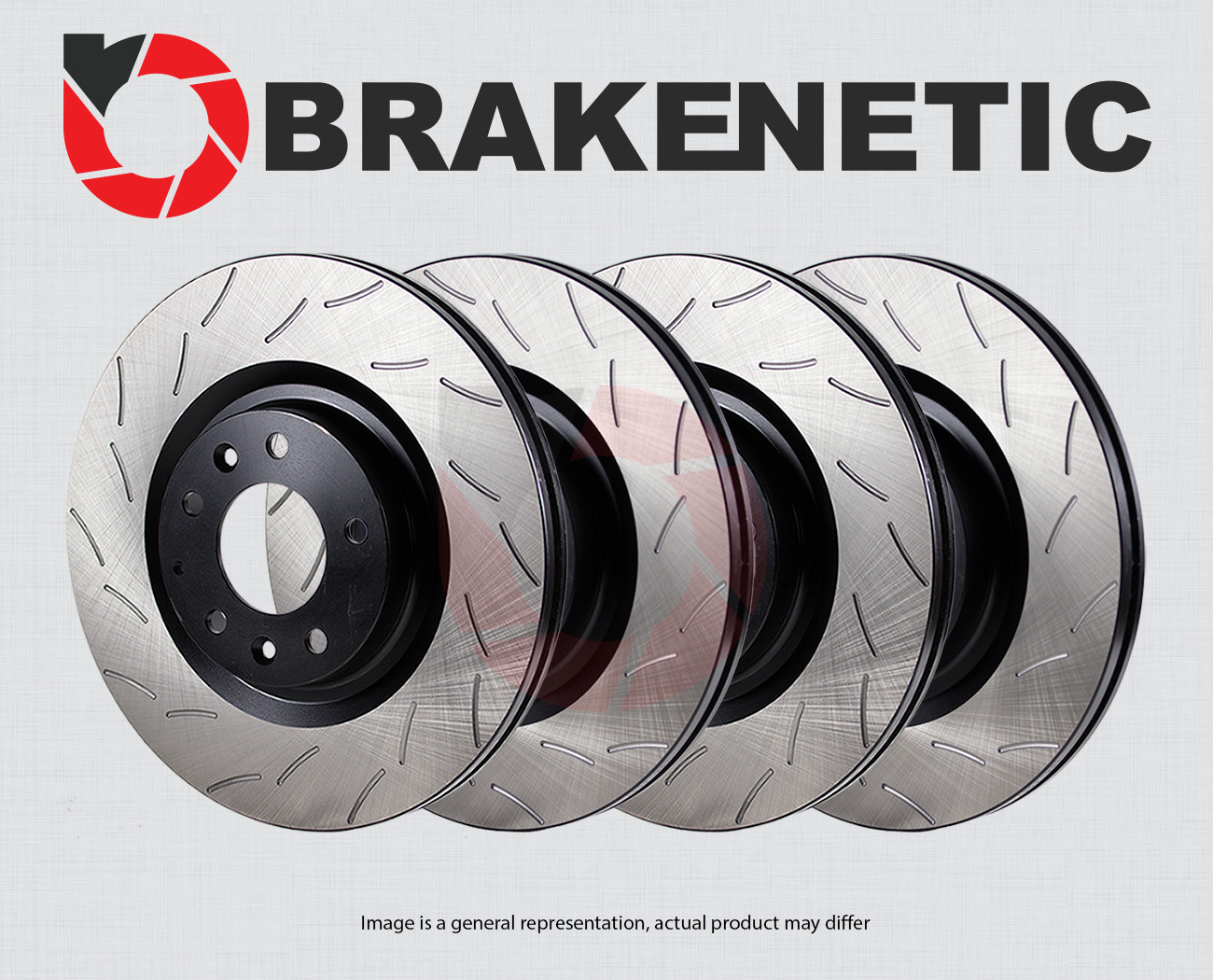 FRONT+REAR BRAKENETIC Premium RS Slotted Brake Disc Rotors 50.62120.41
