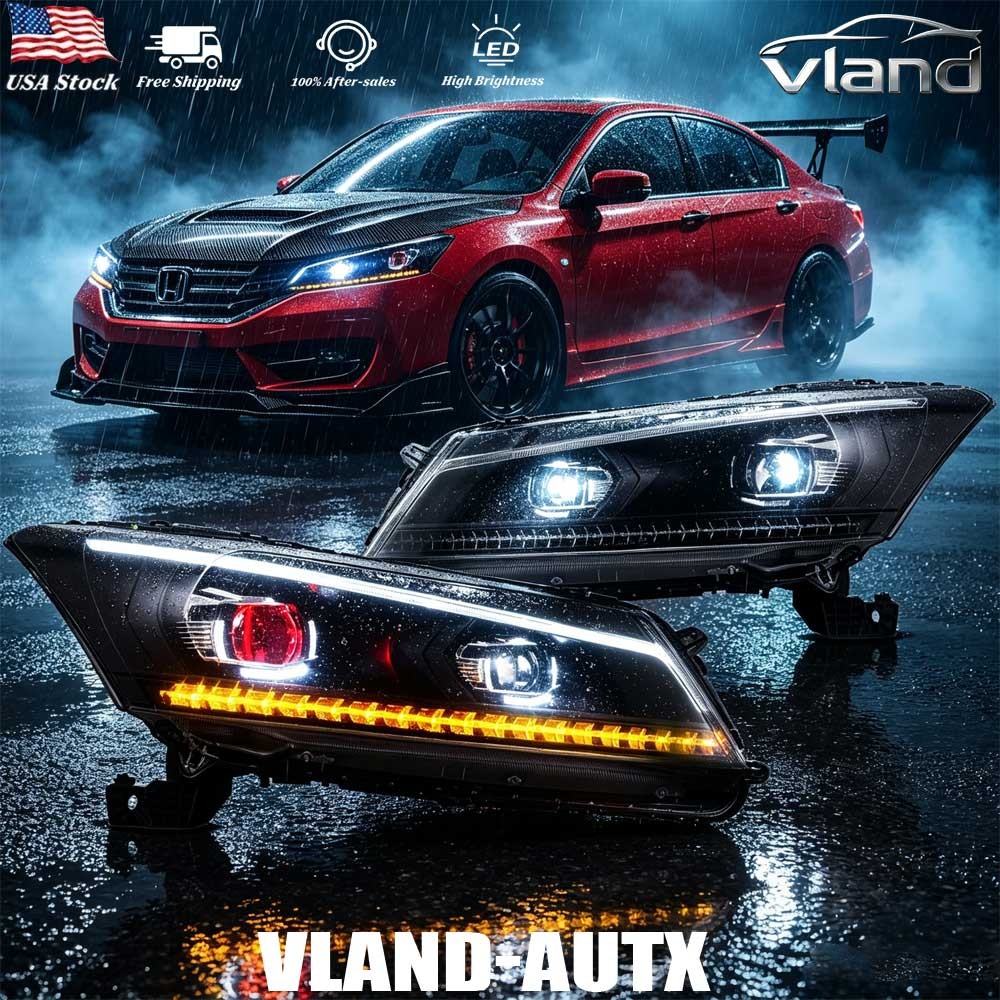 FULL LED For 2008-2012 Honda Accord 4Dr Sedan Evil Eye Headlights W/Sequential FULL LED For 2008-2012 Honda Accord 4Dr Sedan Evil Eye Headlights W/Sequential