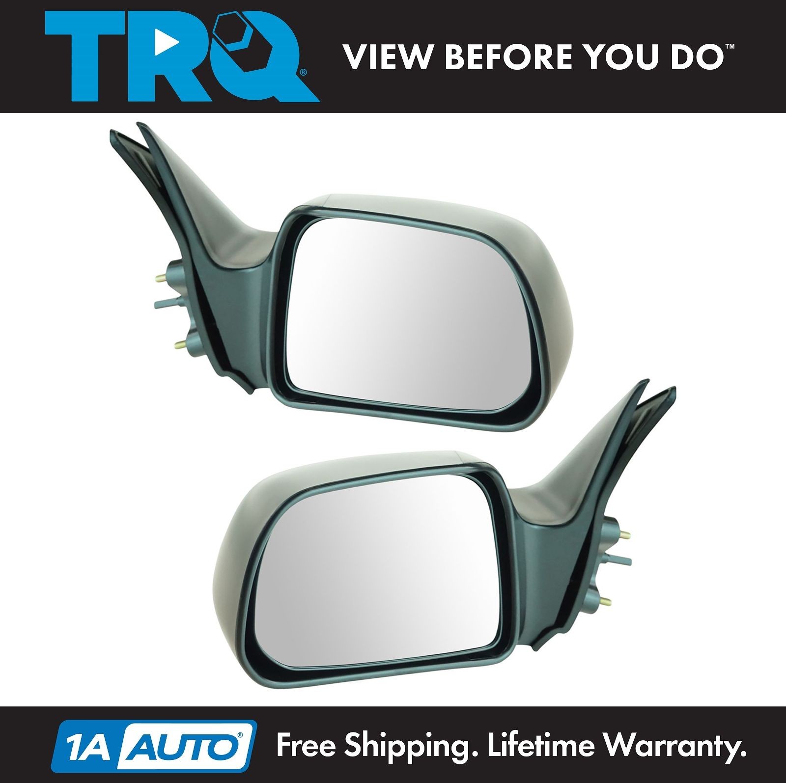 TRQ Manual Remote Side View Mirrors Pair Set NEW for 00-04 Tacoma Pickup Truck