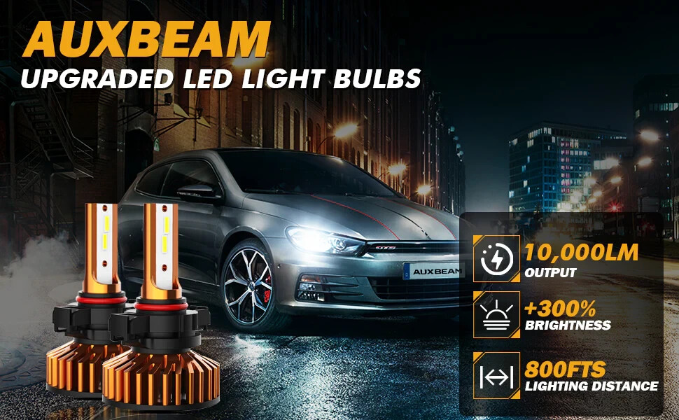 AUXBEAM F2 9007, HB5, 6500K Cool White, 52W Foglight Bulbs 10K Lumens AUXBEAM F2 9007, HB5, 6500K Cool White, 52W Foglight Bulbs 10K Lumens