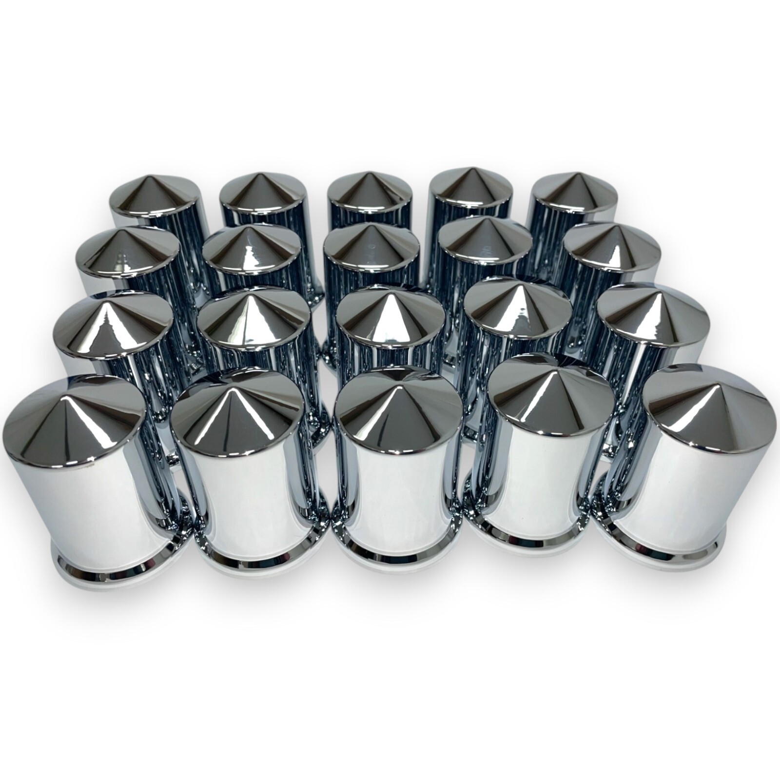 33mm Chrome Lug Nut Covers PUSH ON Plastic Tall Pointed 20 Pack