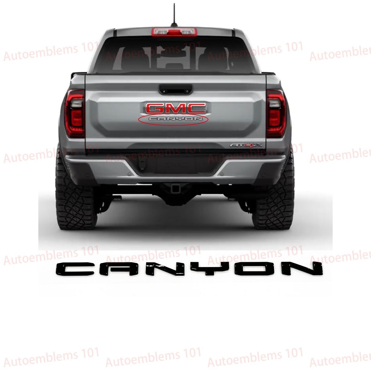 1PC Gloss Black Middle Tailgate Canyon Emblem Badge Fit 2023-2024 GMC Canyon 1PC Gloss Black Middle Tailgate Canyon Emblem Badge Fit 2023-2024 GMC Canyon